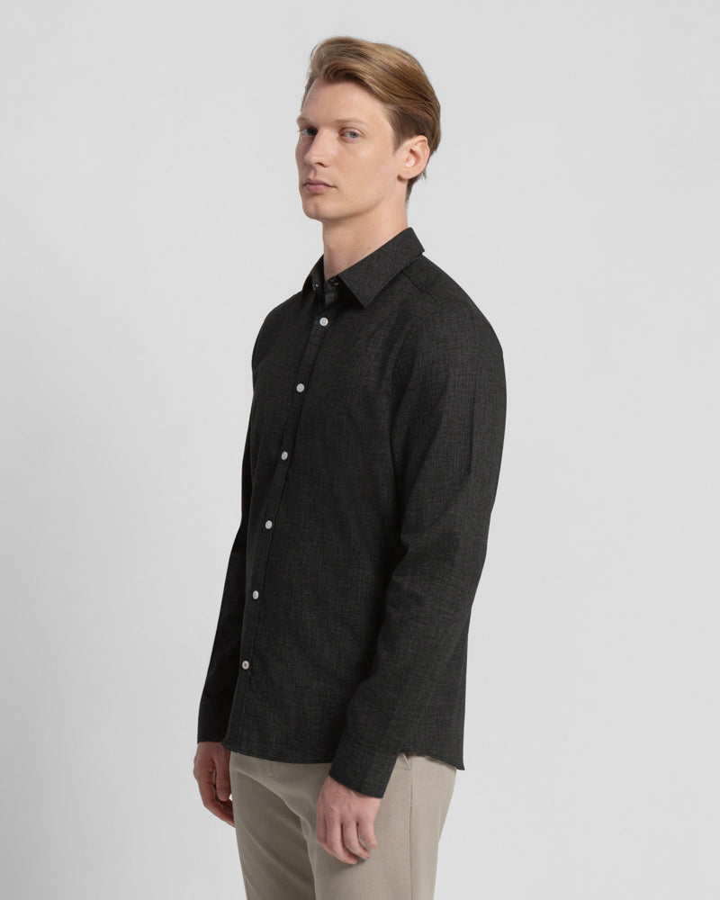 Slub Texture Long Sleeve Casual Shirt