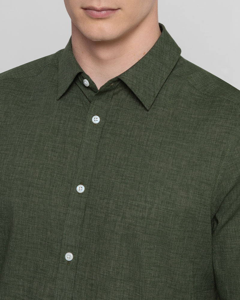 Slub Texture Long Sleeve Casual Shirt