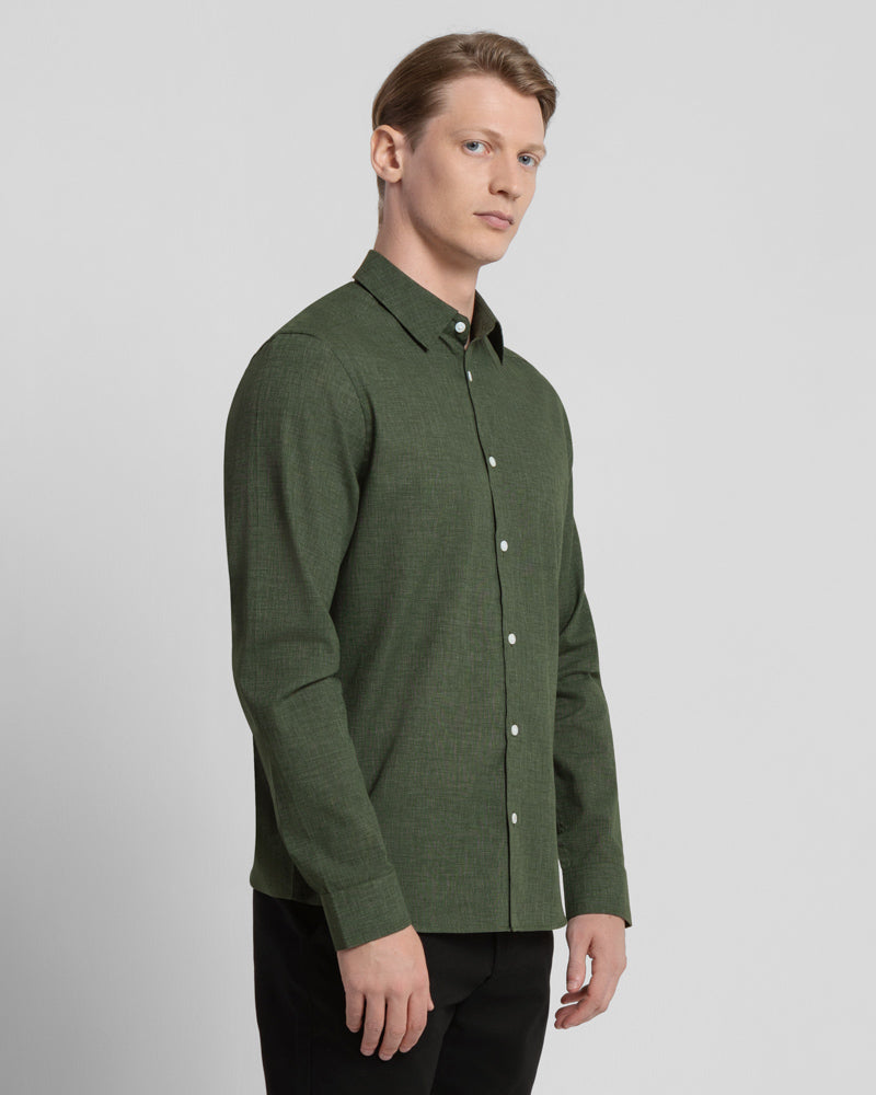 Slub Texture Long Sleeve Casual Shirt