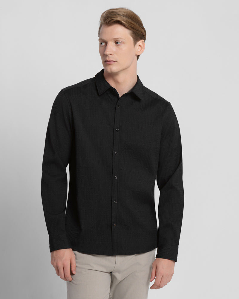 Multi-Texture Long Sleeve Shirt