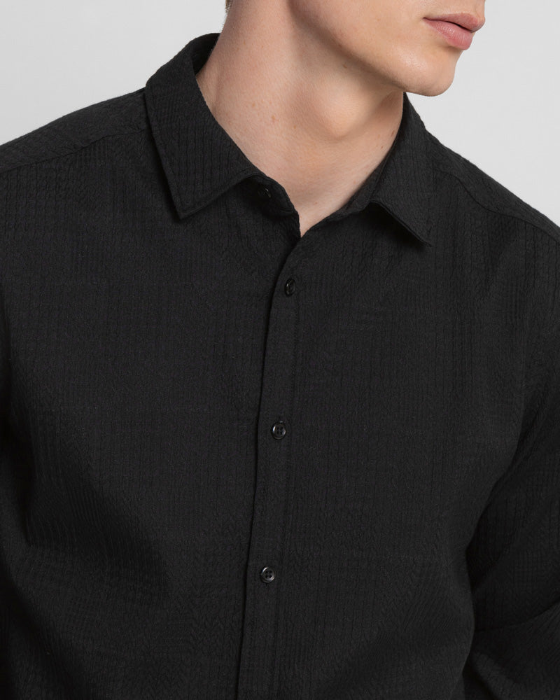 Multi-Texture Long Sleeve Shirt