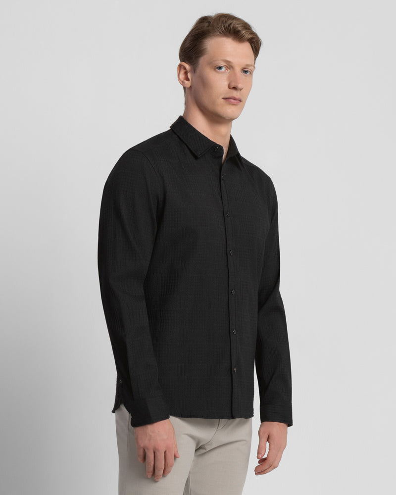 Multi-Texture Long Sleeve Shirt