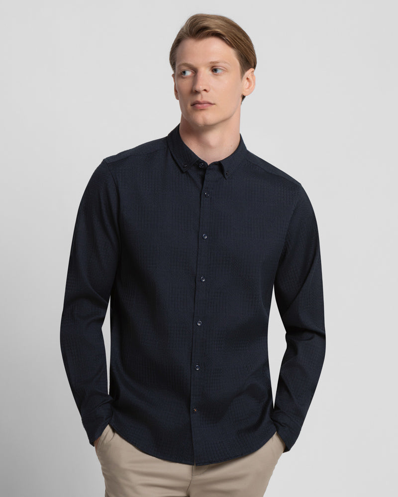 Multi-Texture Long Sleeve Shirt