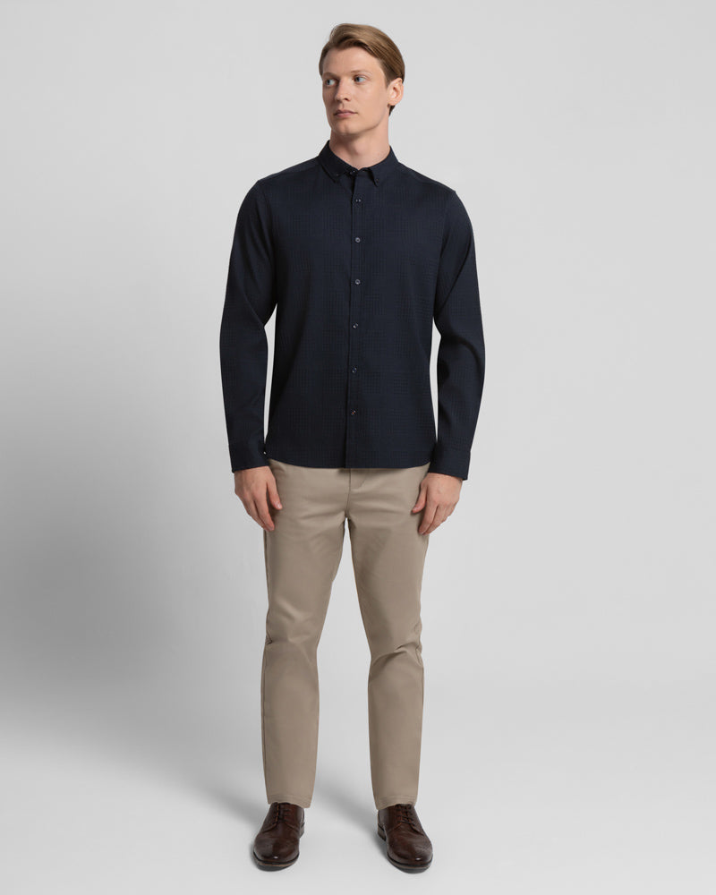 Multi-Texture Long Sleeve Shirt