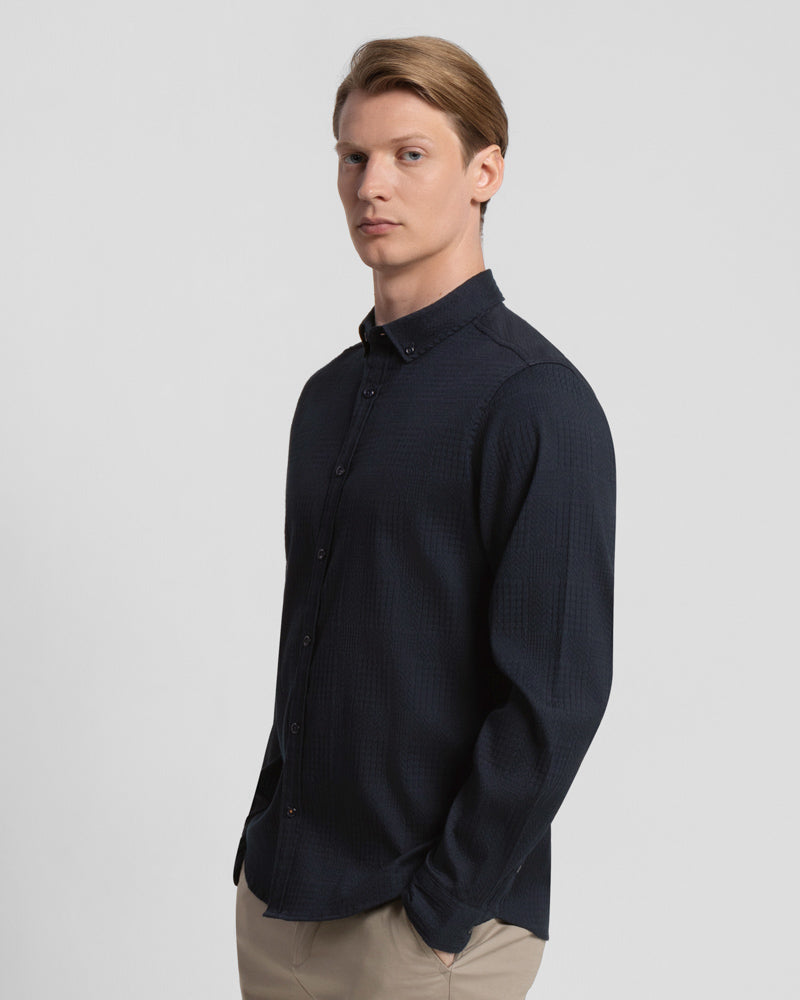 Multi-Texture Long Sleeve Shirt