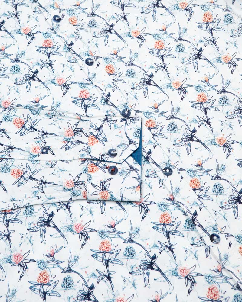 Limited Edition Line Drawn Floral & Leaf Digital Print Long Sleeve Shirt