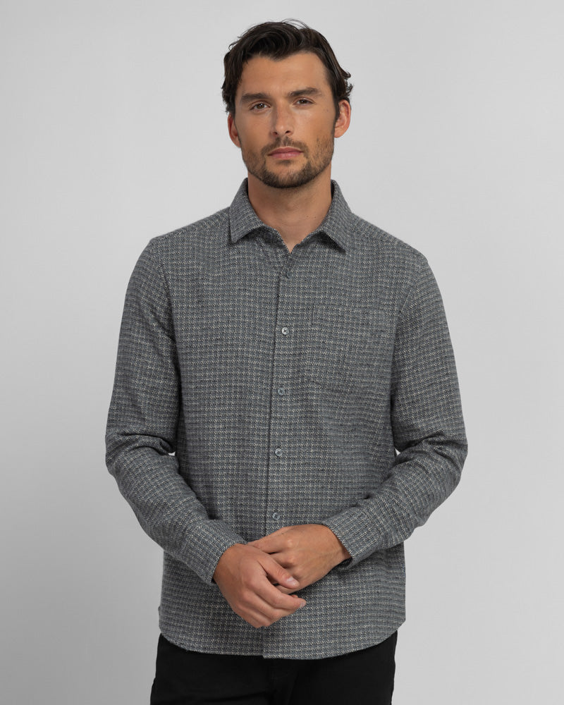Lymm - Mini Check Brushed Cotton Long Sleeve Shirt