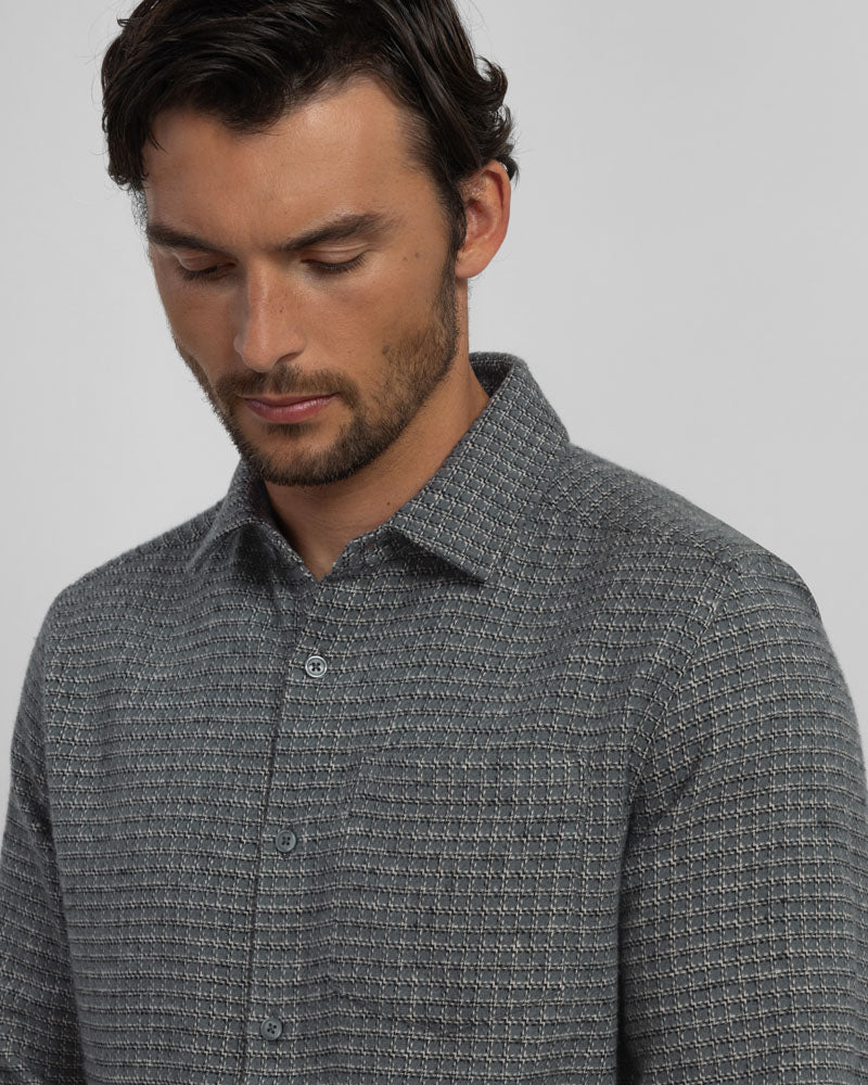 Lymm - Mini Check Brushed Cotton Long Sleeve Shirt