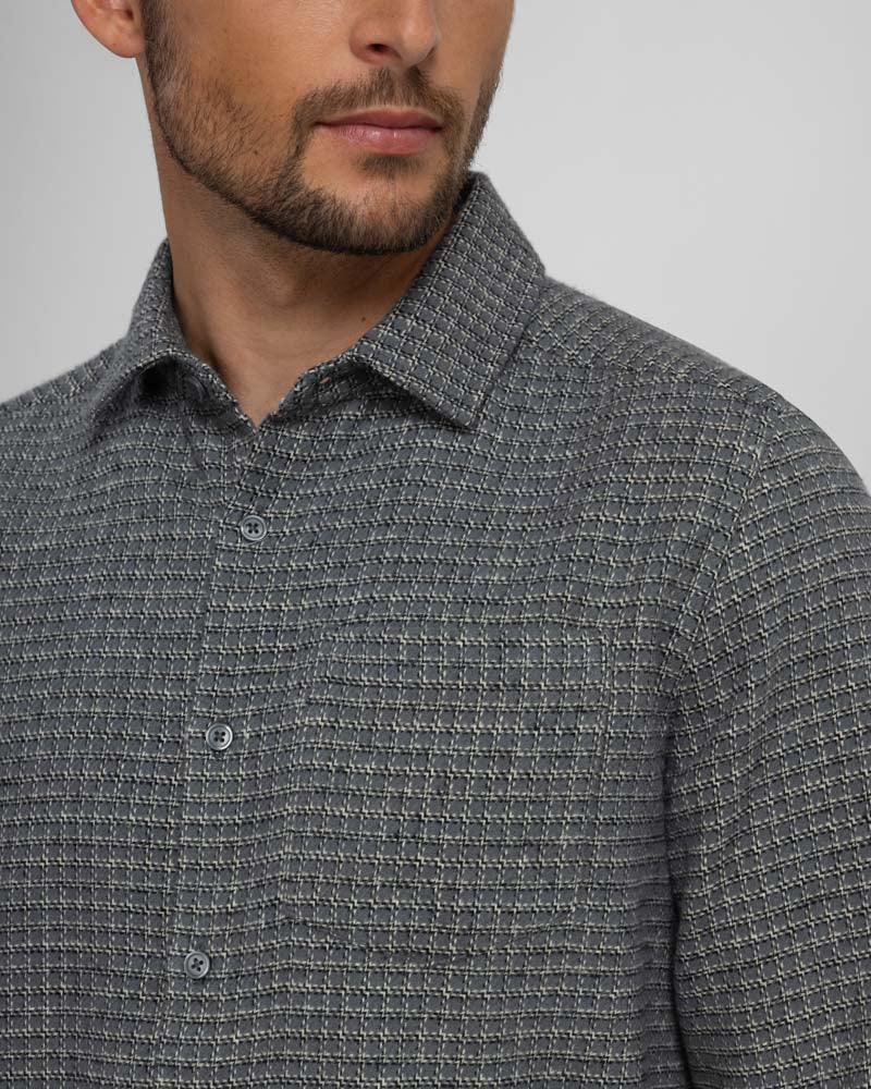 Lymm - Mini Check Brushed Cotton Long Sleeve Shirt
