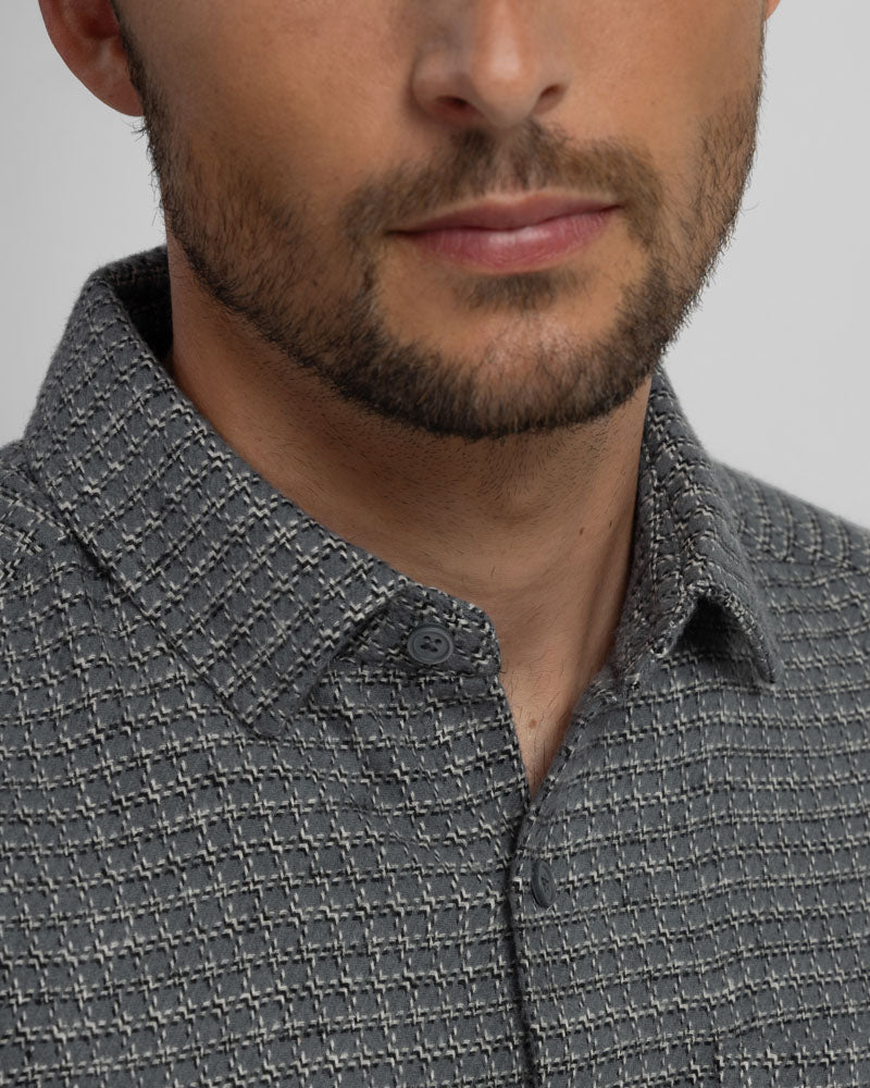 Lymm - Mini Check Brushed Cotton Long Sleeve Shirt