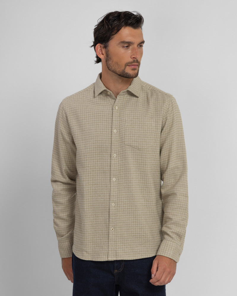 Lymm - Mini Check Brushed Cotton Long Sleeve Shirt