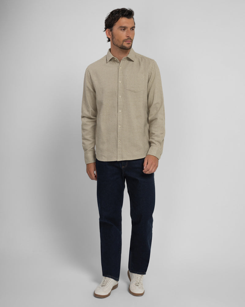 Lymm - Mini Check Brushed Cotton Long Sleeve Shirt