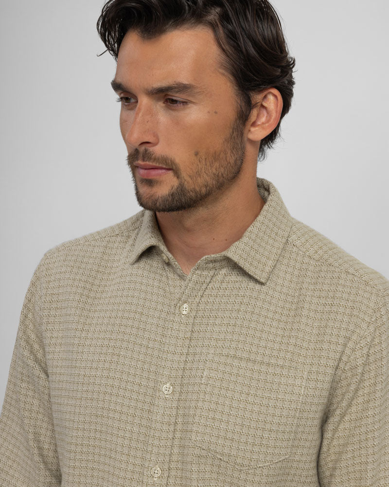 Lymm - Mini Check Brushed Cotton Long Sleeve Shirt