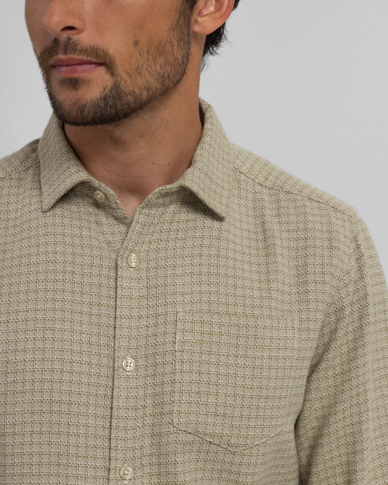 Lymm - Mini Check Brushed Cotton Long Sleeve Shirt