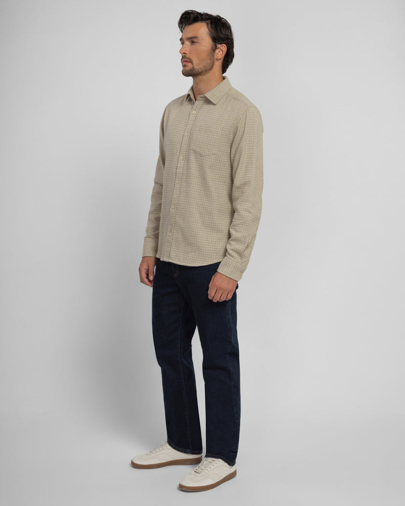 Lymm - Mini Check Brushed Cotton Long Sleeve Shirt
