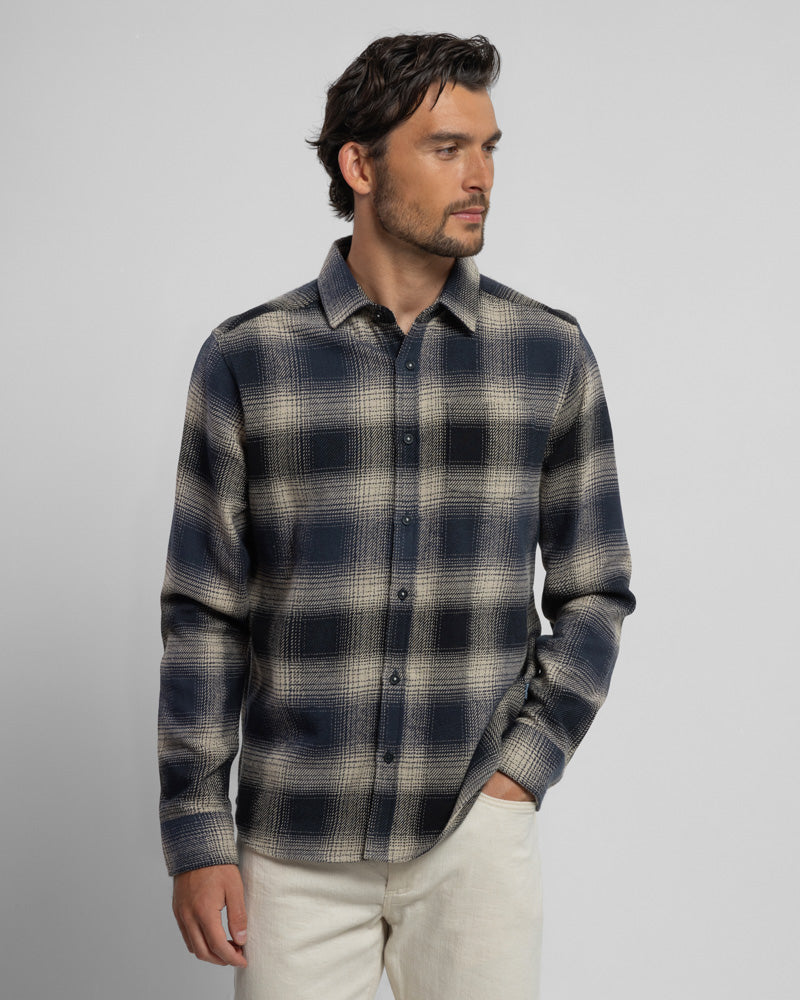Steel & Jelly Men’s Audlem Shadow Check Brushed Cotton Long Sleeve Shirt