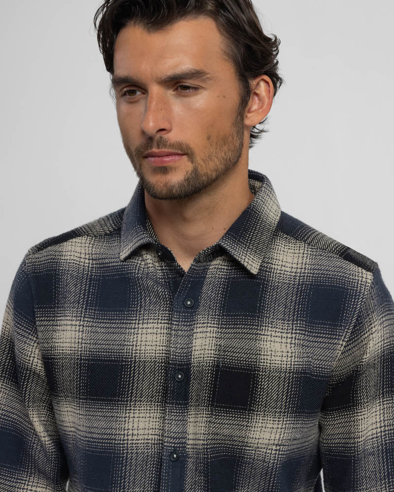 Audlem - Shadow Check Brushed Cotton Long Sleeve Shirt