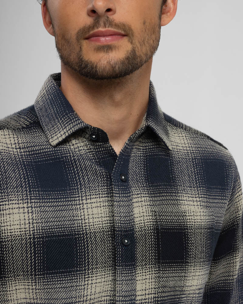 Audlem - Shadow Check Brushed Cotton Long Sleeve Shirt