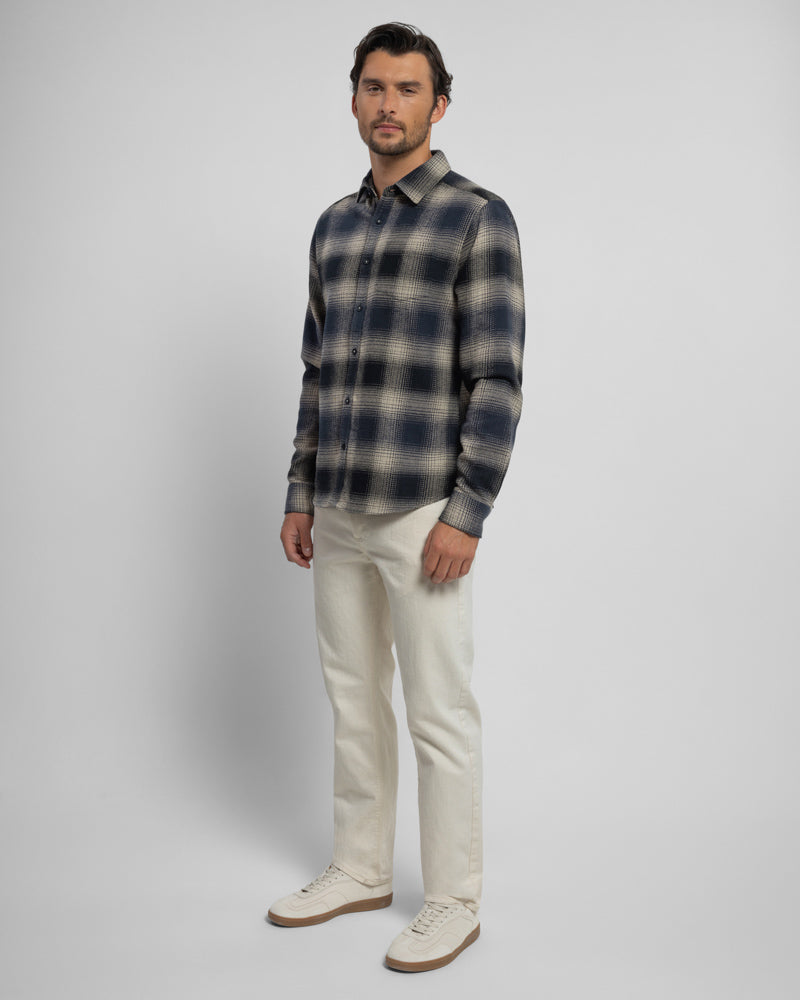 Audlem - Shadow Check Brushed Cotton Long Sleeve Shirt