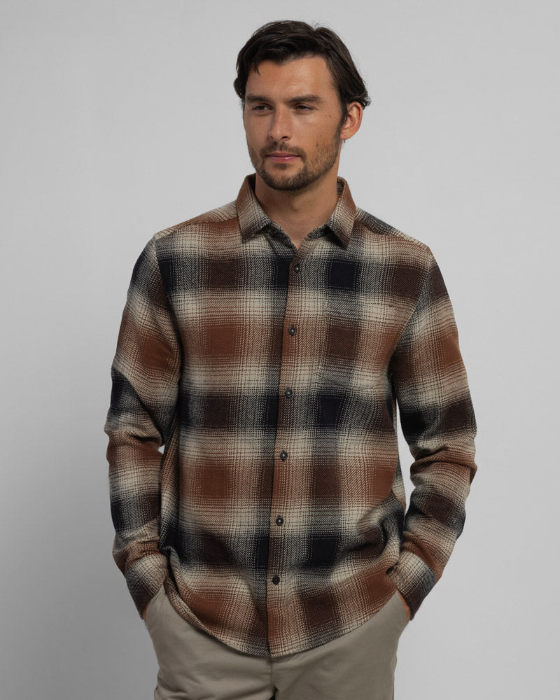 Steel & Jelly Men’s Audlem Shadow Check Brushed Cotton Long Sleeve Shirt