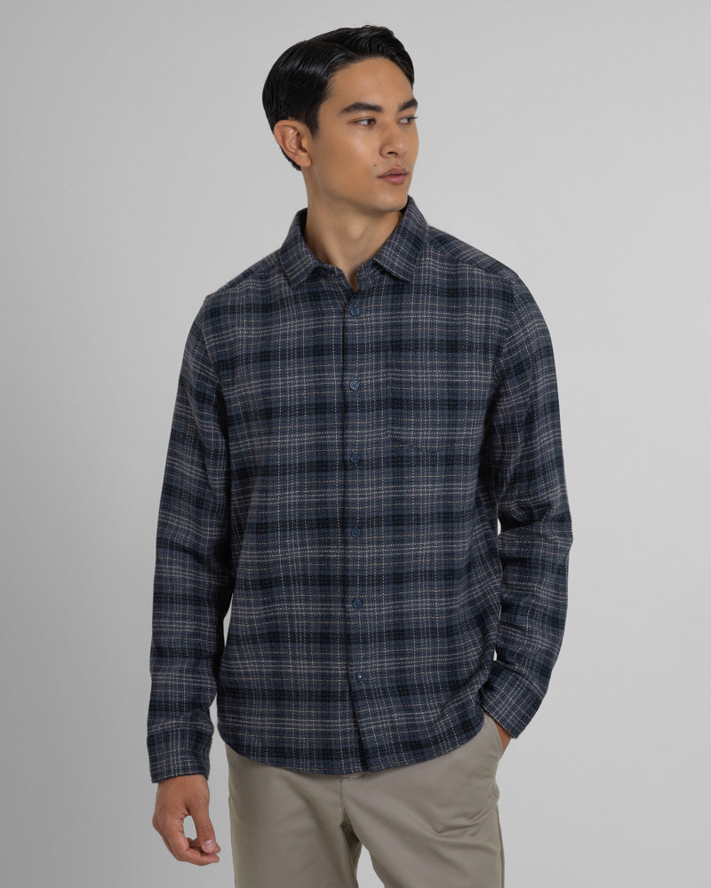 Steel & Jelly Men’s Alderley Check Brushed Cotton Long Sleeve Shirt