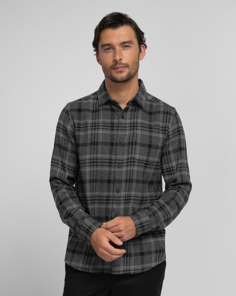 Holmes - Check Brushed Cotton Long Sleeve Shirt