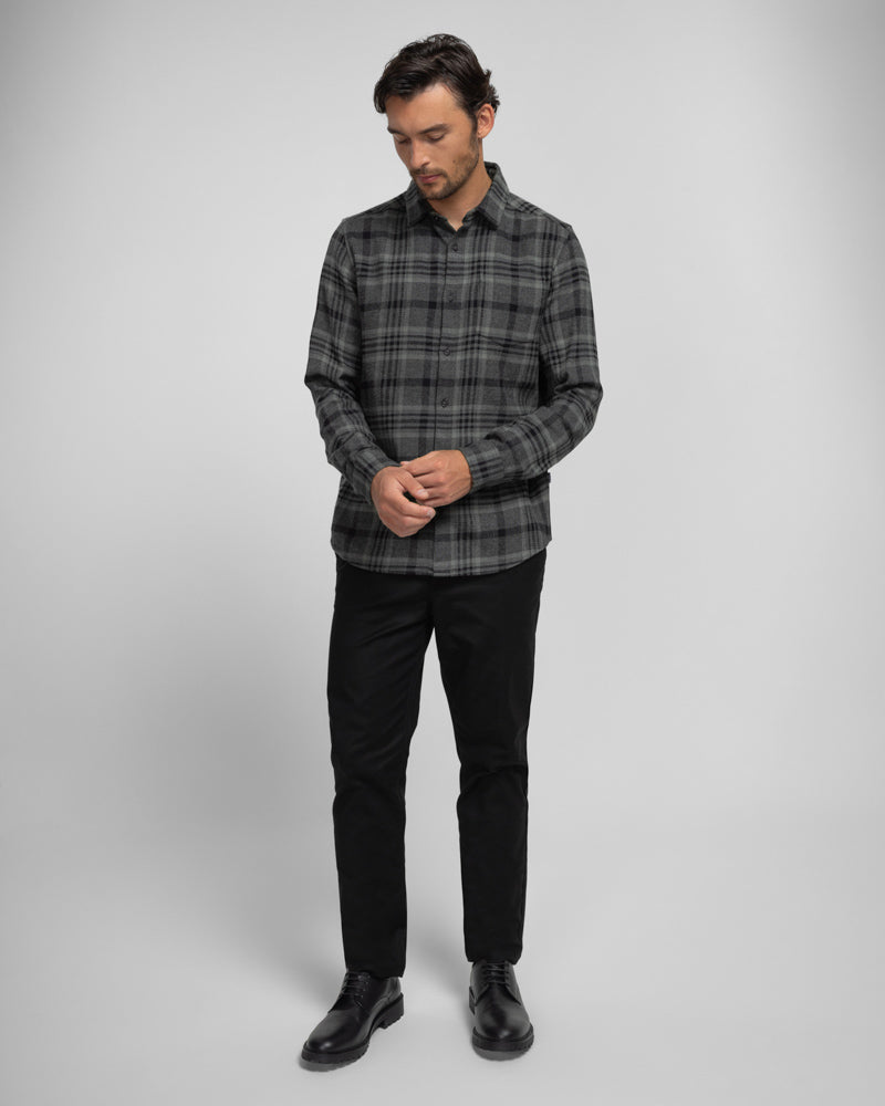 Holmes - Check Brushed Cotton Long Sleeve Shirt