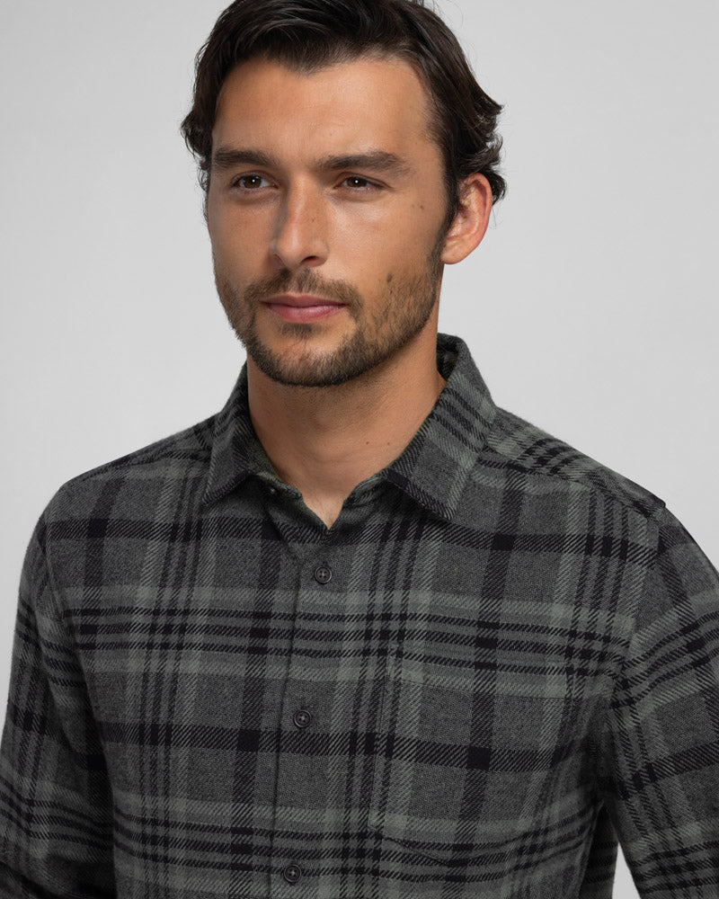 Holmes - Check Brushed Cotton Long Sleeve Shirt