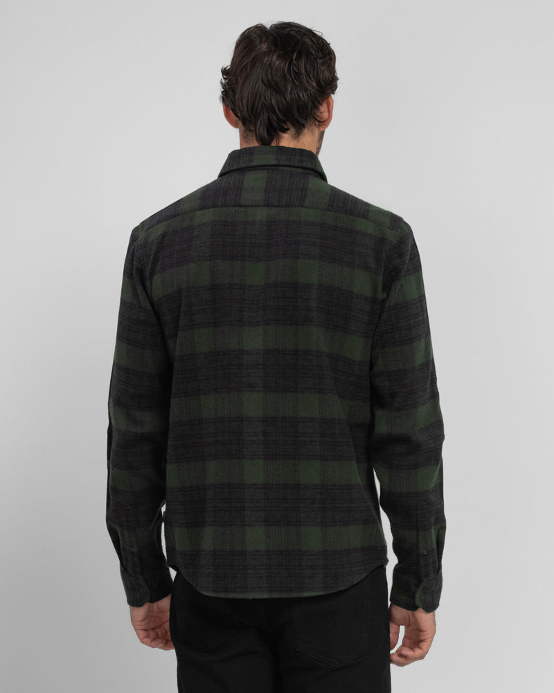 Steel & Jelly Men’s Disley Olive Check Brushed Cotton Long Sleeve Shirt