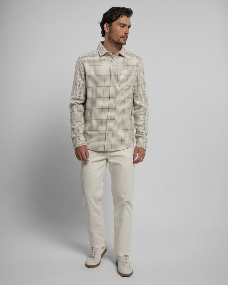 Steel & Jelly Men’s Styal Stone Check Brushed Cotton Long Sleeve Shirt