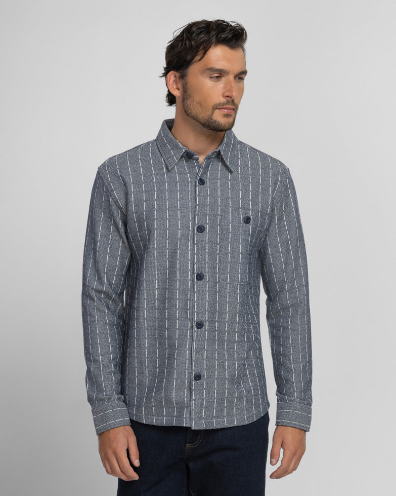 Steel & Jelly Men’s Crewe Stripe Jacquard Long Sleeve Shirt
