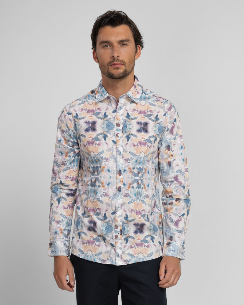 Steel & Jelly Men’s Wrenbury Watercolour Print Long Sleeve Shirt