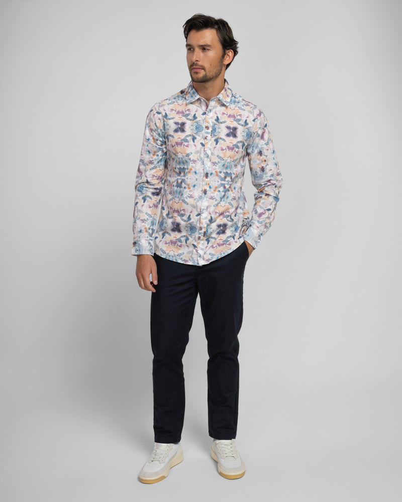 Steel & Jelly Men’s Wrenbury Watercolour Print Long Sleeve Shirt