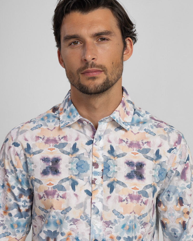 Steel & Jelly Men’s Wrenbury Watercolour Print Long Sleeve Shirt