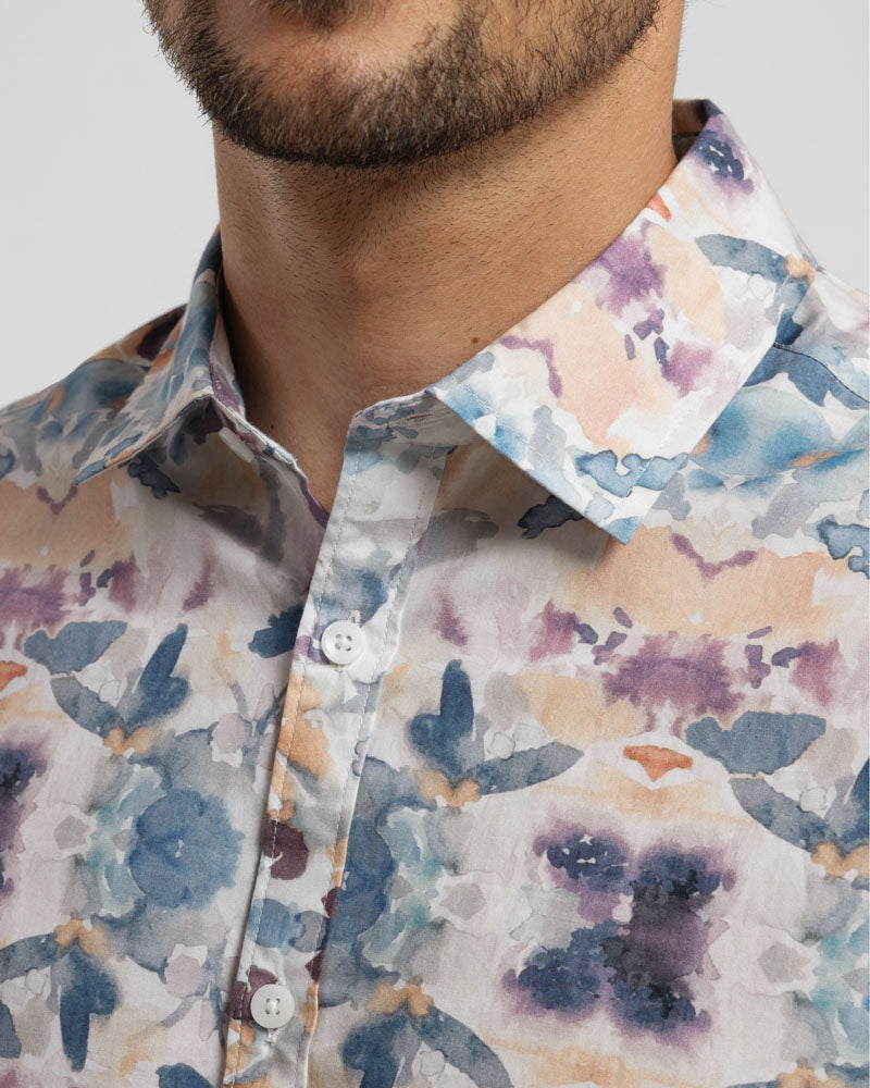 Steel & Jelly Men’s Wrenbury Watercolour Print Long Sleeve Shirt