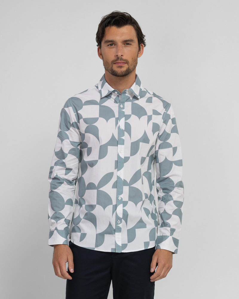 Steel & Jelly Men’s Wilmslow Abstract Circle Print Long Sleeve Shirt