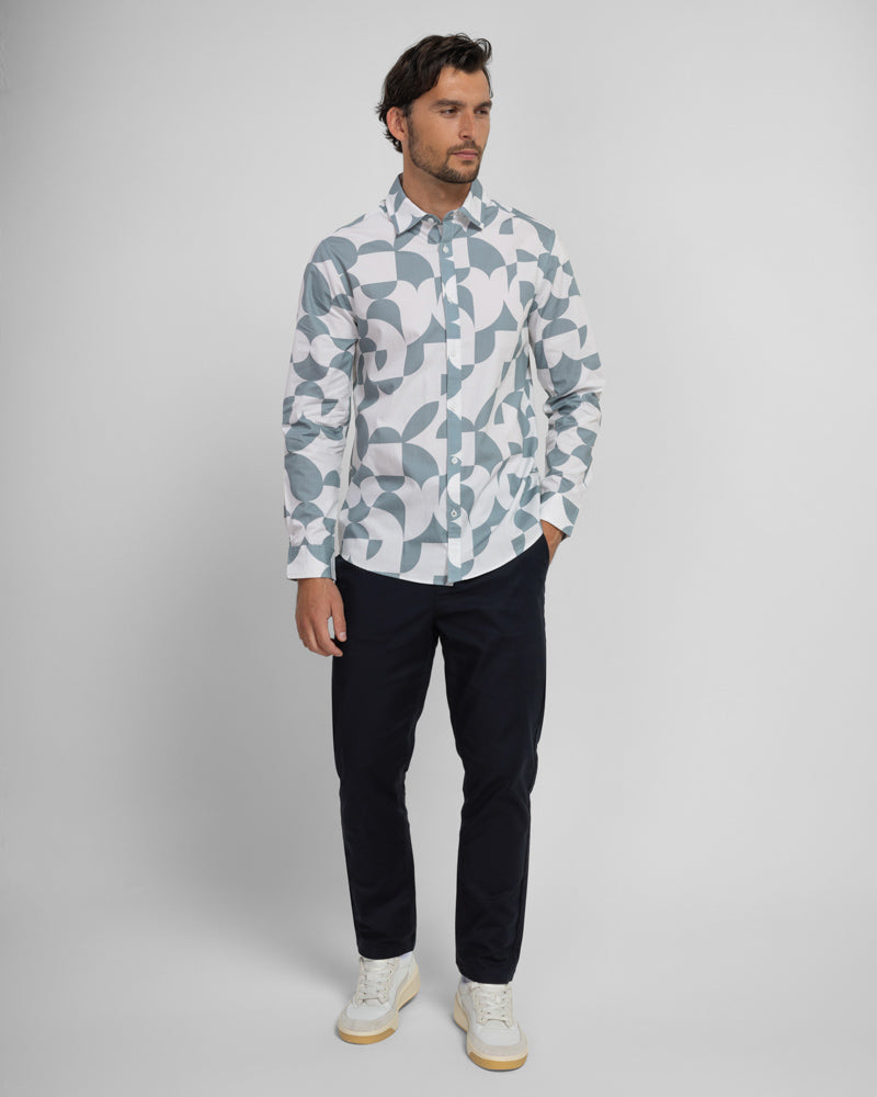 Steel & Jelly Men’s Wilmslow Abstract Circle Print Long Sleeve Shirt