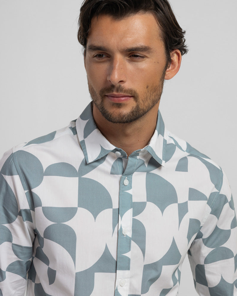 Steel & Jelly Men’s Wilmslow Abstract Circle Print Long Sleeve Shirt