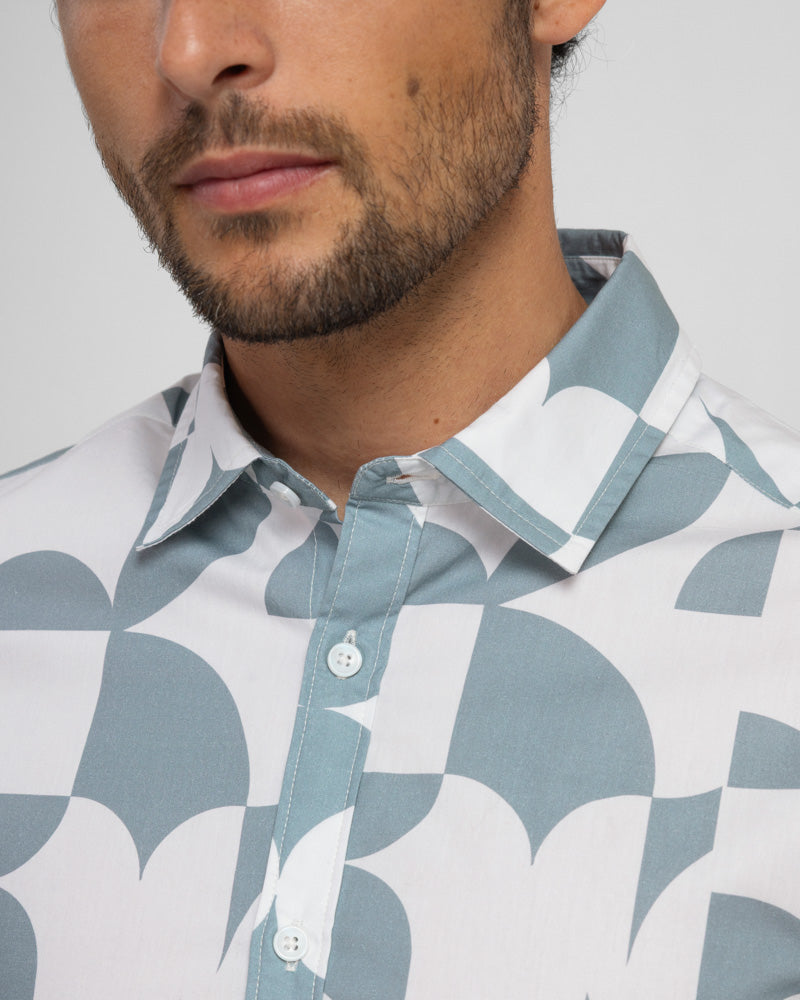 Steel & Jelly Men’s Wilmslow Abstract Circle Print Long Sleeve Shirt