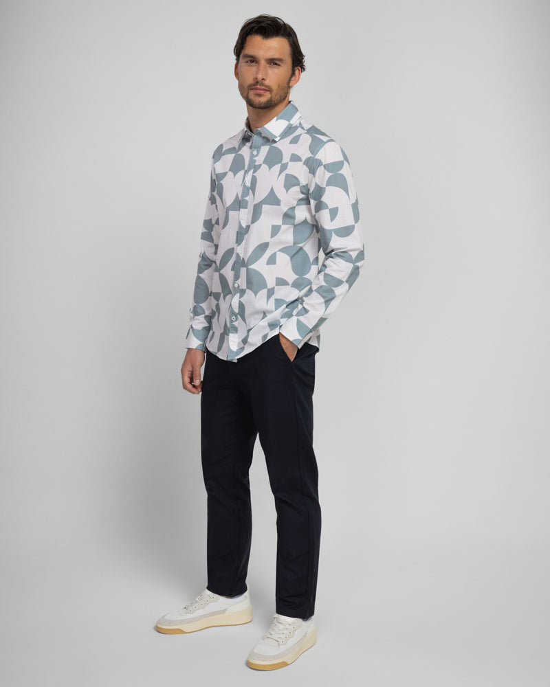 Steel & Jelly Men’s Wilmslow Abstract Circle Print Long Sleeve Shirt