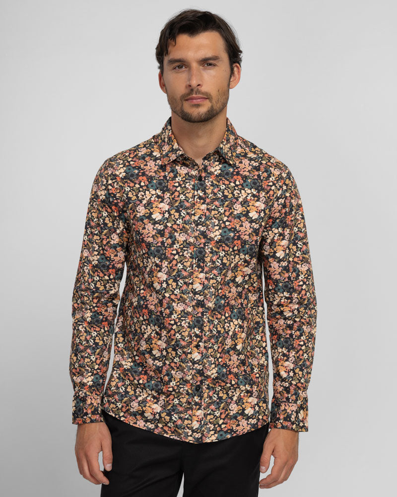 Steel & Jelly Men’s Bollington Abstract Floral Print Long Sleeve Shirt