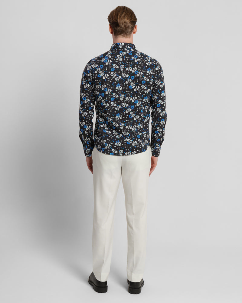 Black Limited Edition Floral Print Stretch Shirt