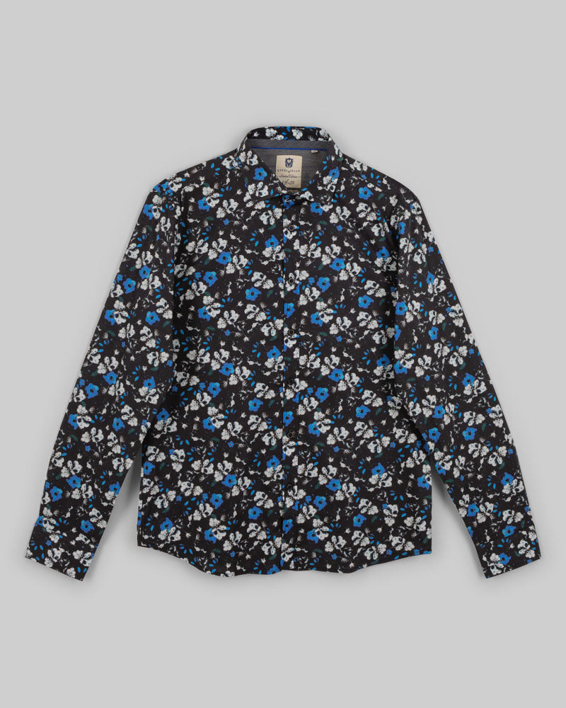 Black Limited Edition Floral Print Stretch Shirt