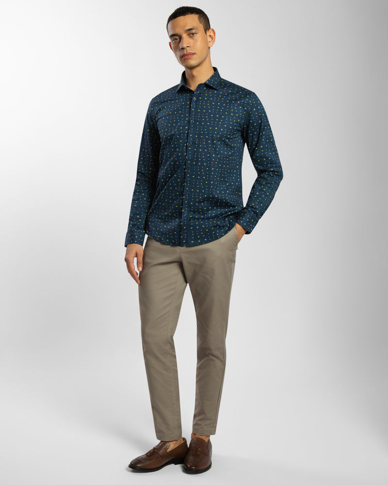 Limited Edition Abstract Spot Print Stretch Shirt