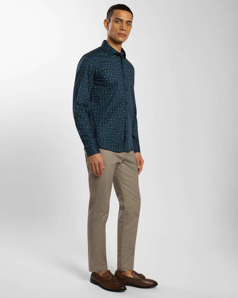 Limited Edition Abstract Spot Print Stretch Shirt