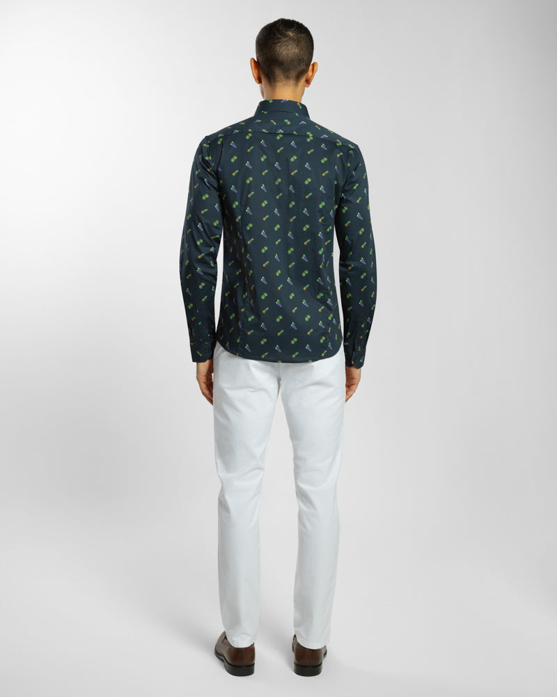 Limited Edition Fruit Print Long Sleeve Stretch Shirt