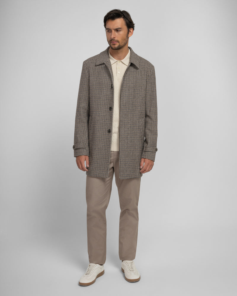 Marton - Wool Blend Houndstooth Car Coat