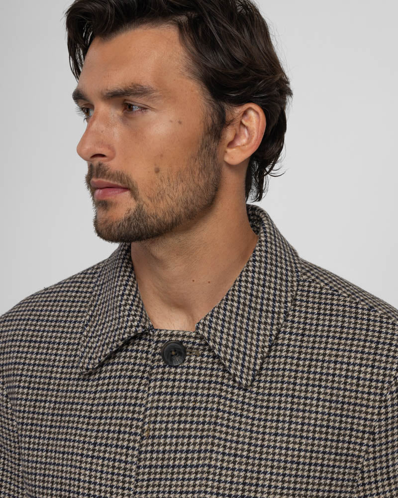 Marton - Wool Blend Houndstooth Car Coat