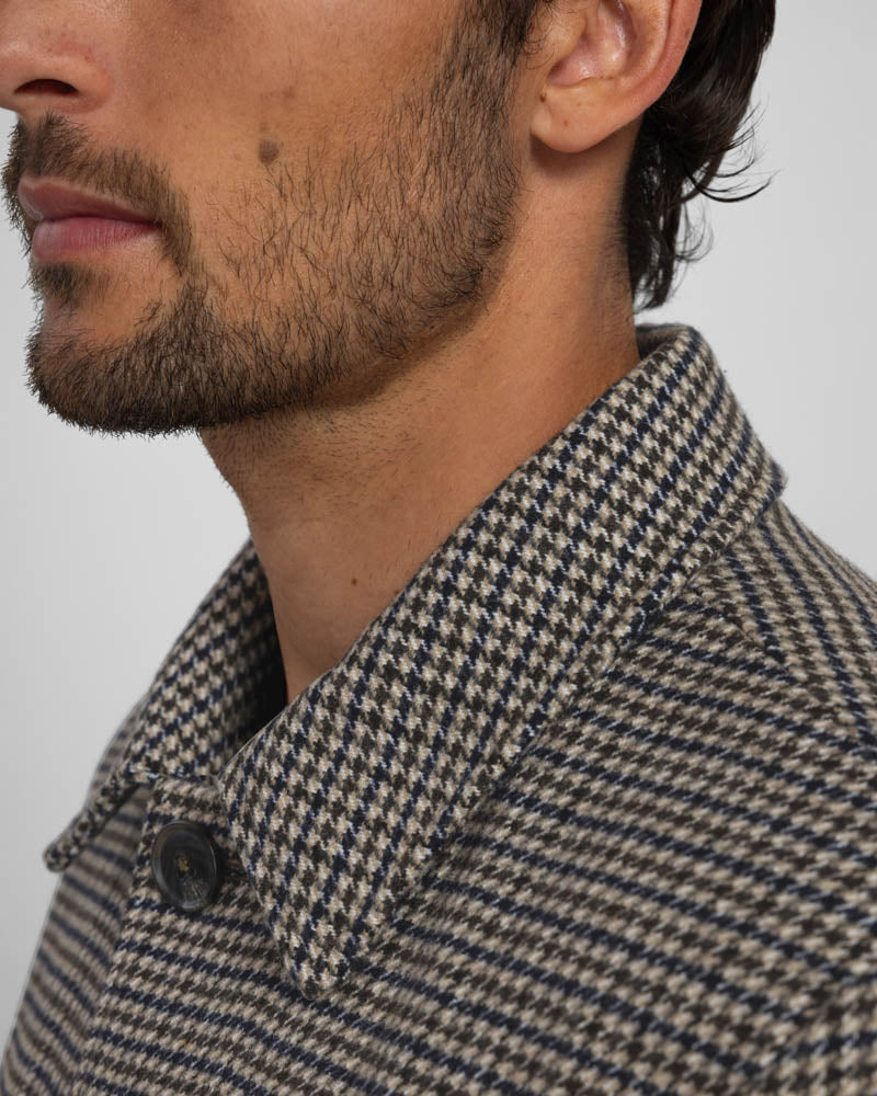 Marton - Wool Blend Houndstooth Car Coat