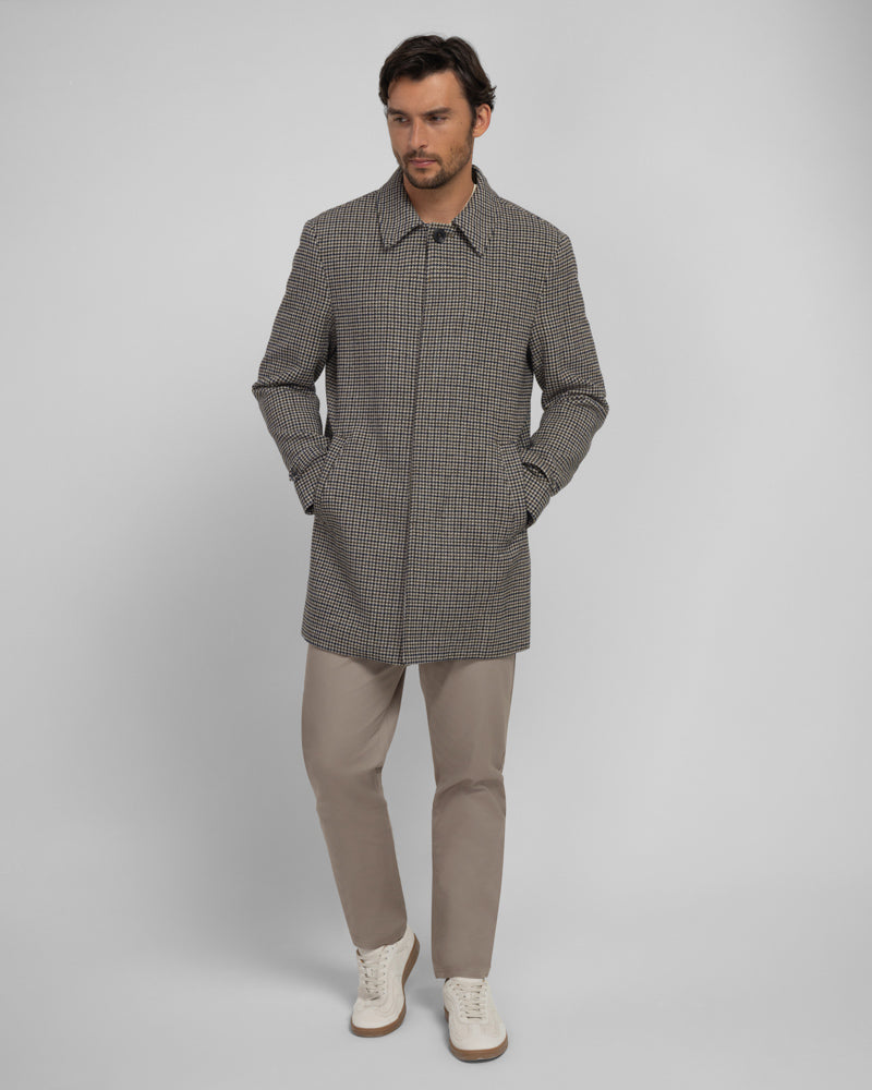 Marton - Wool Blend Houndstooth Car Coat